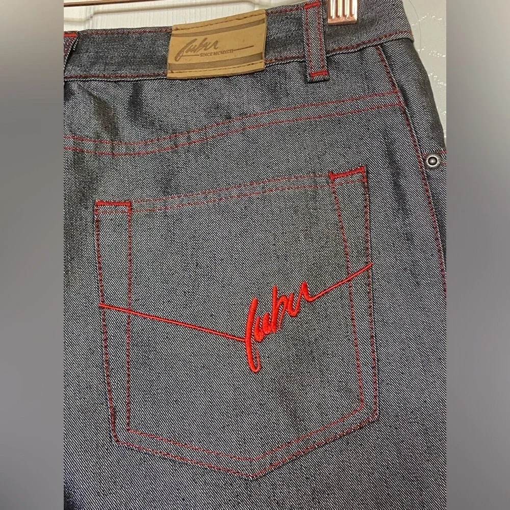 Women’s Vintage Fubu The Collection Jeans Metallic Black Gray Sz 11/12 NWT